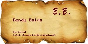 Bondy Balda névjegykártya